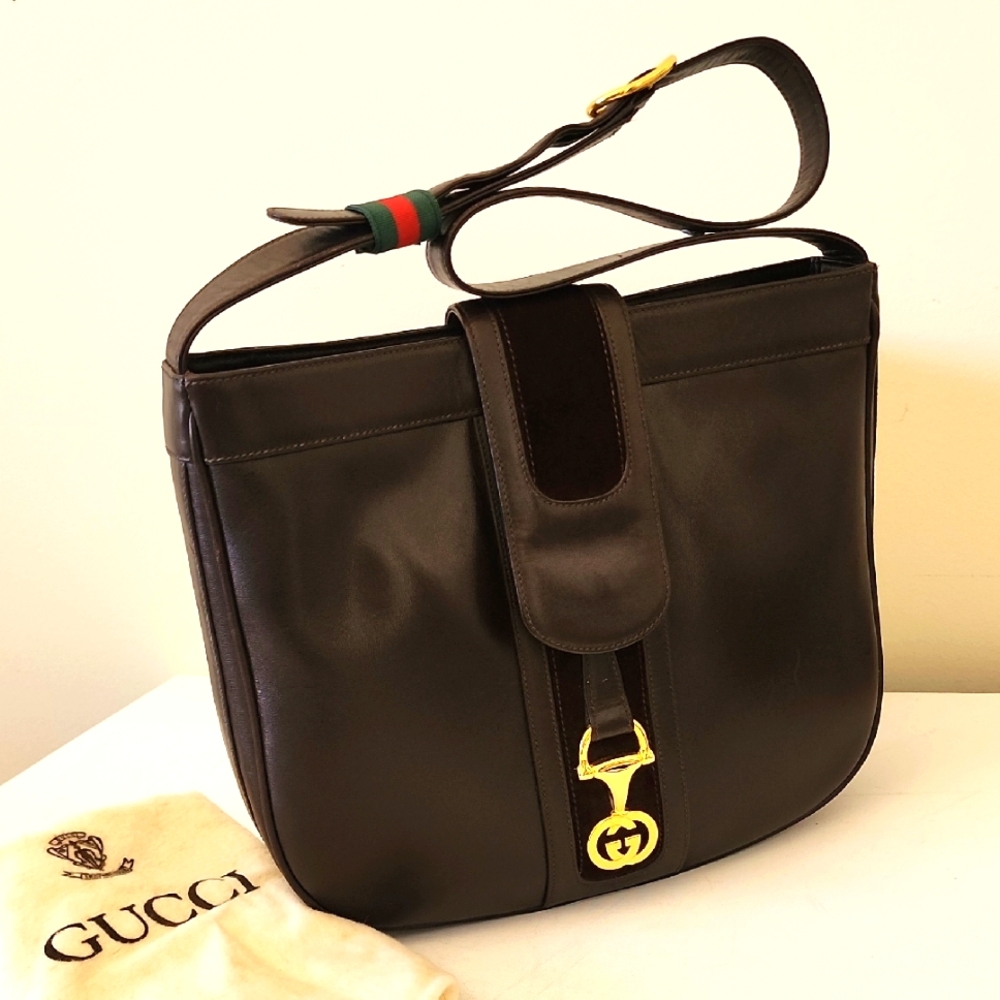 SOLD Rare GUCCI Mahogany Leather Unisex GG Saddle Bag Original Dustbag + COA